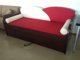 Καναπές-κρεβάτι  "Wave" σε ξύλο οξιάς, με 2 στρώματα, αυτόματο μηχανισμό, υφάσματα και μαξιλάρια